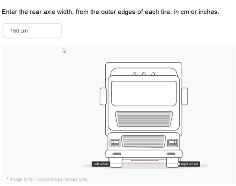 Rear axle width from the outer edges of each tire